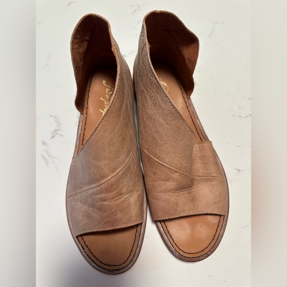 Free People Womens Shoes Mont Blanc Sandals 38 Tan Leather Flat Dorsay 7.5/8